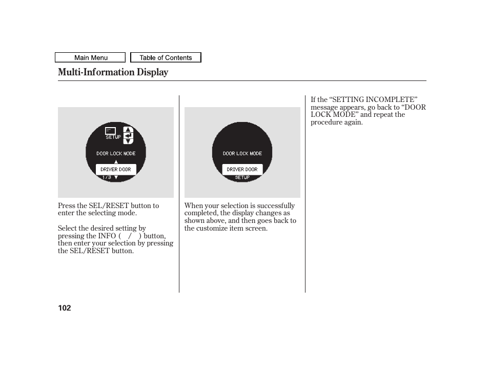 Multi-information display | Acura 2010 TSX User Manual | Page 105 / 524