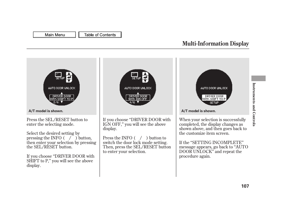 Multi-information display, 2010 tsx | Acura 2010 TSX User Manual | Page 110 / 524