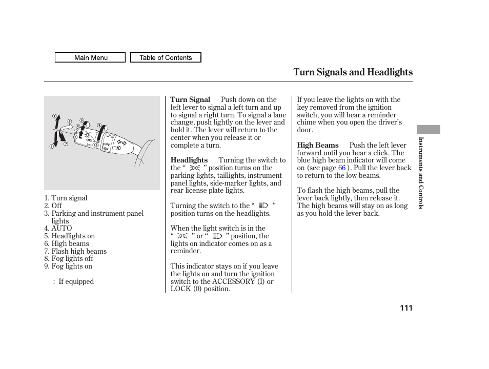 Turn signals and headlights, 2010 tsx | Acura 2010 TSX User Manual | Page 114 / 524
