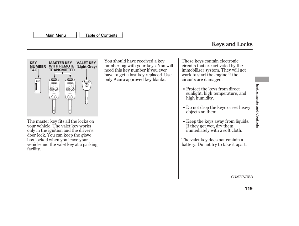 Keys and locks, 2010 tsx | Acura 2010 TSX User Manual | Page 122 / 524