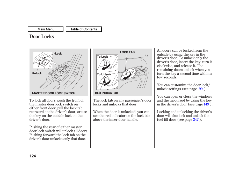 Door locks, 2010 tsx | Acura 2010 TSX User Manual | Page 127 / 524