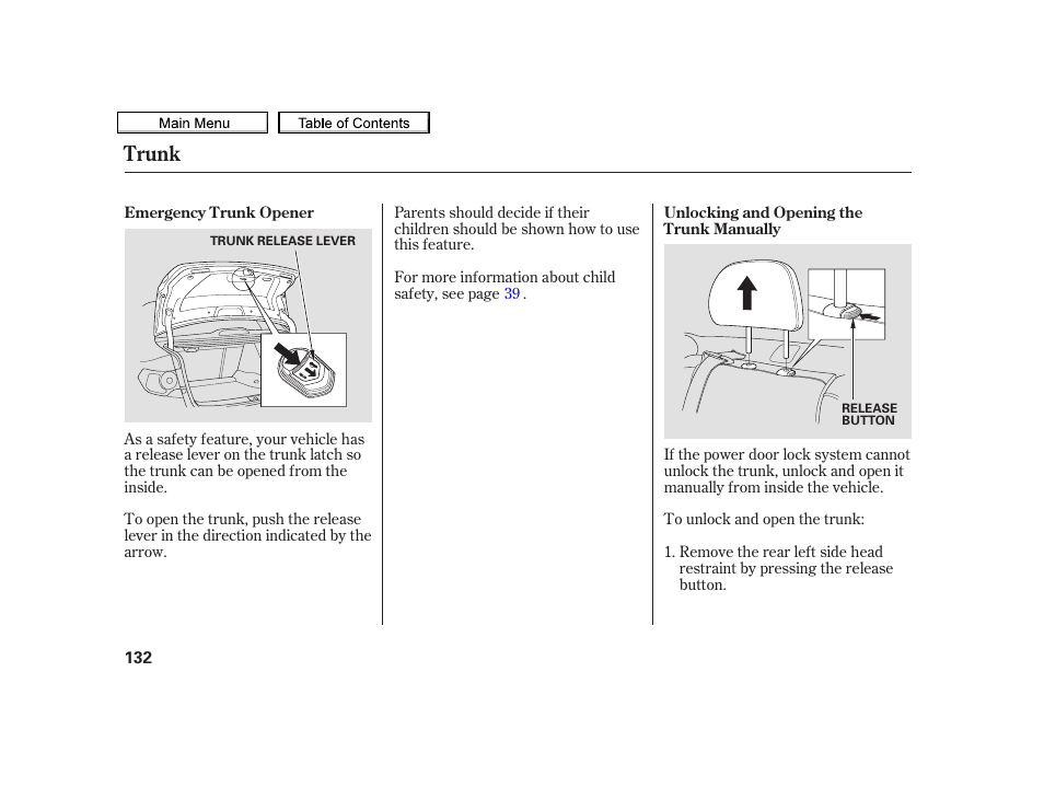 Trunk | Acura 2010 TSX User Manual | Page 135 / 524