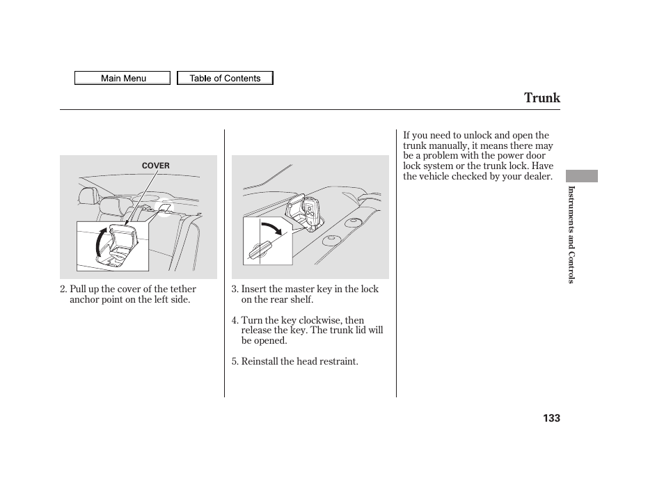 Trunk, 2010 tsx | Acura 2010 TSX User Manual | Page 136 / 524