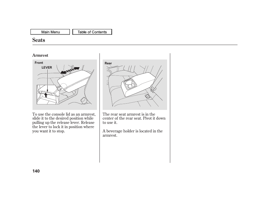 Seats | Acura 2010 TSX User Manual | Page 143 / 524