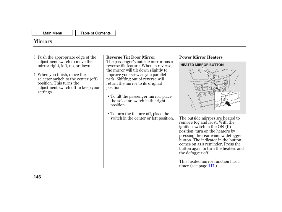 Mirrors | Acura 2010 TSX User Manual | Page 149 / 524