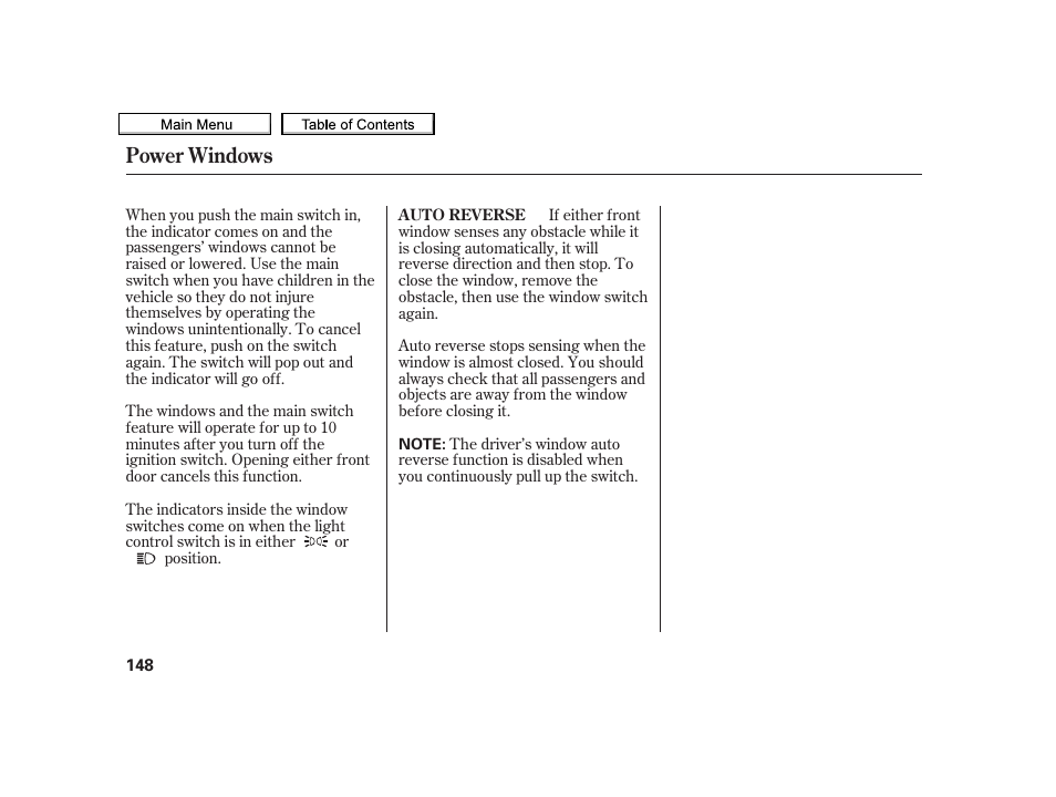 Power windows | Acura 2010 TSX User Manual | Page 151 / 524