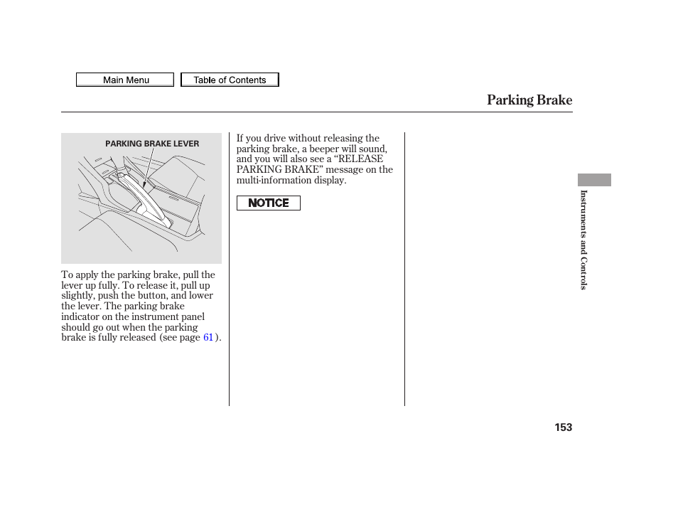 Parking brake, 2010 tsx | Acura 2010 TSX User Manual | Page 156 / 524