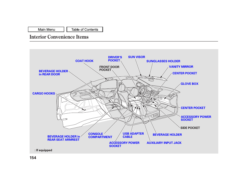 Interior convenience items, 2010 tsx | Acura 2010 TSX User Manual | Page 157 / 524