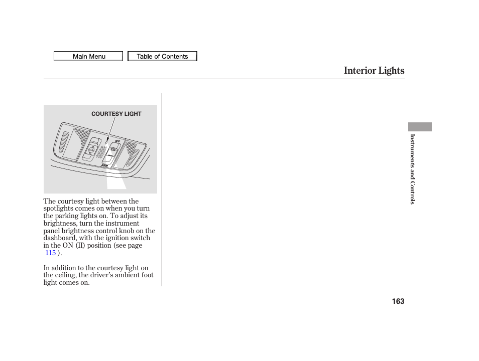 Interior lights, 2010 tsx | Acura 2010 TSX User Manual | Page 166 / 524