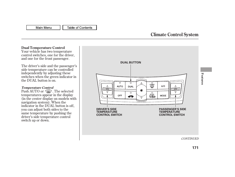 Climate control system, 2010 tsx | Acura 2010 TSX User Manual | Page 174 / 524