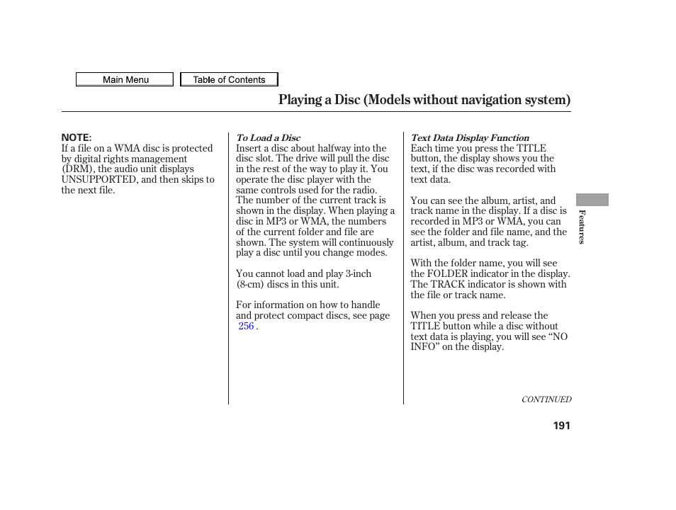 Playing a disc (models without navigation system) | Acura 2010 TSX User Manual | Page 194 / 524