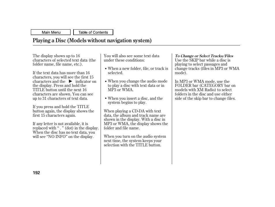 Playing a disc (models without navigation system) | Acura 2010 TSX User Manual | Page 195 / 524