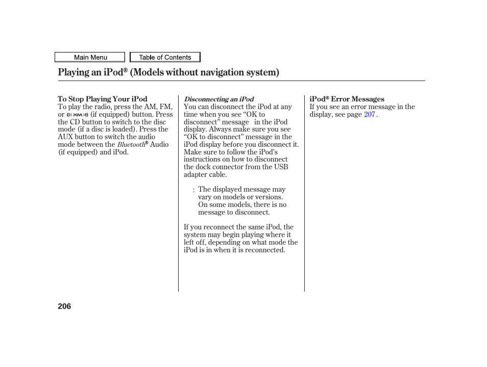 Playing an ipod (models without navigation system) | Acura 2010 TSX User Manual | Page 209 / 524