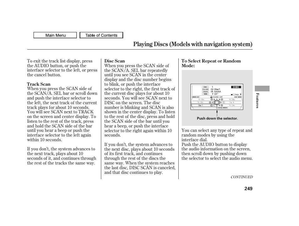 Playing discs (models with navigation system), 2010 tsx | Acura 2010 TSX User Manual | Page 252 / 524