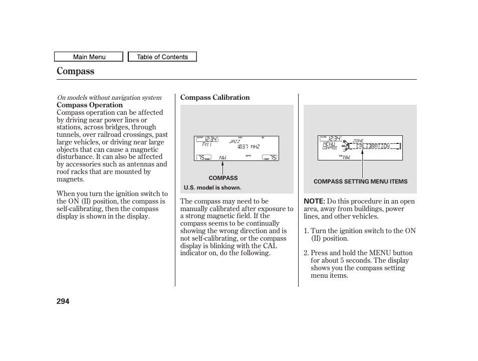 Compass | Acura 2010 TSX User Manual | Page 297 / 524