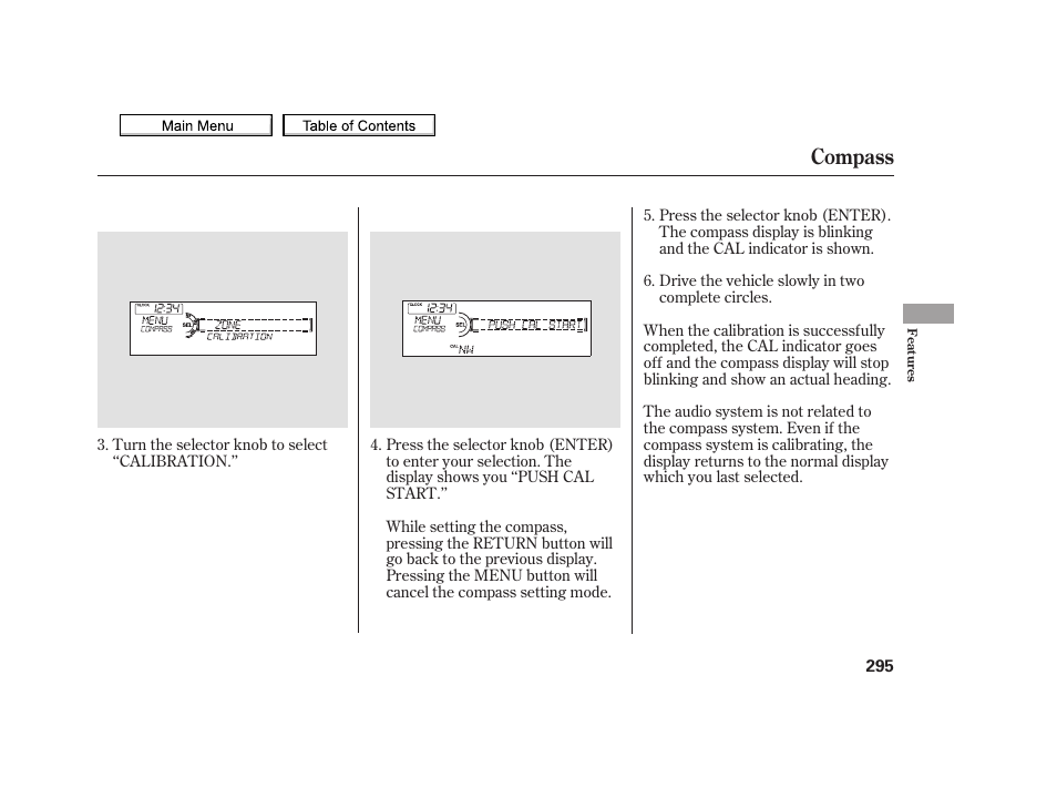 Compass | Acura 2010 TSX User Manual | Page 298 / 524