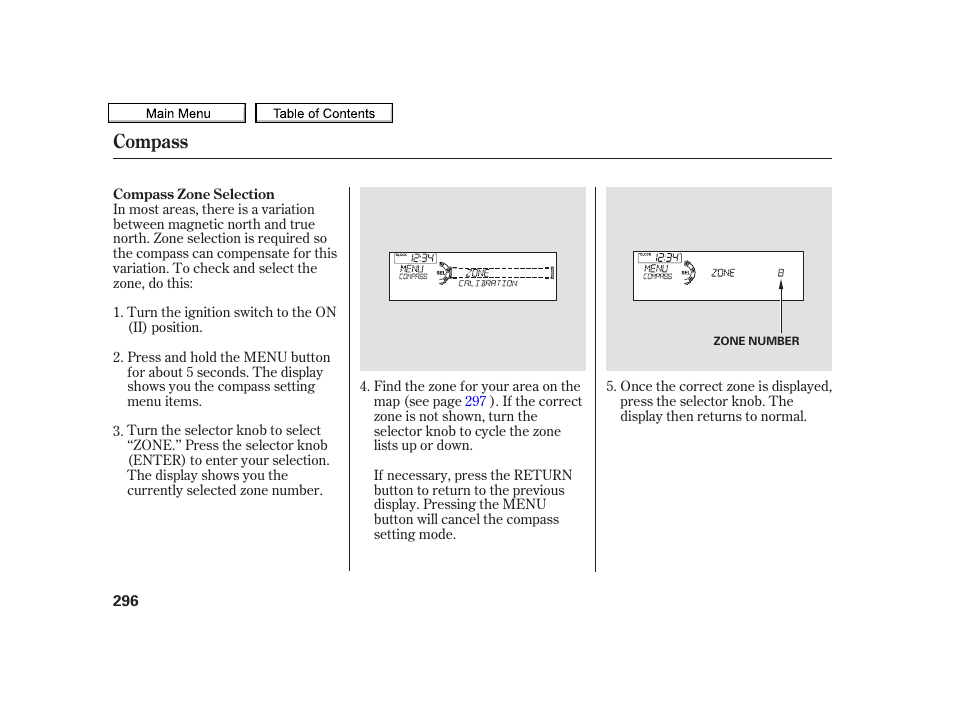 Compass | Acura 2010 TSX User Manual | Page 299 / 524