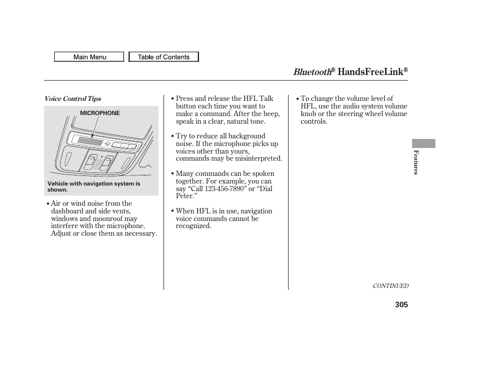 Handsfreelink, Bluetooth, 2010 tsx | Acura 2010 TSX User Manual | Page 308 / 524