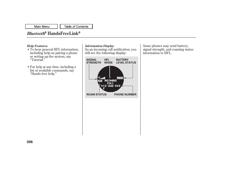 Handsfreelink, Bluetooth | Acura 2010 TSX User Manual | Page 309 / 524