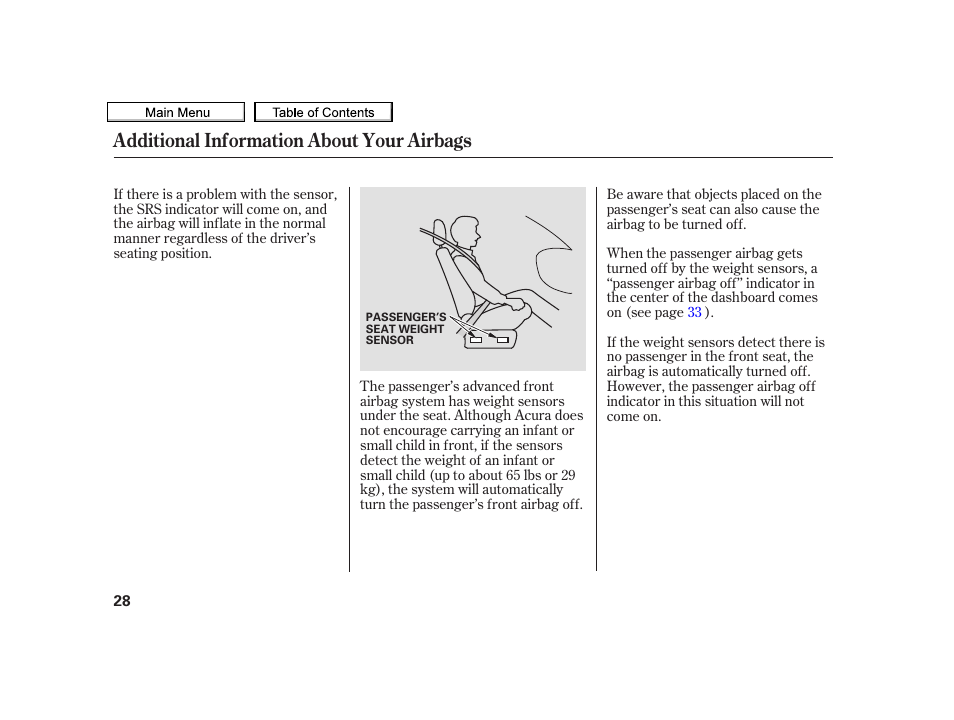 Additional information about your airbags | Acura 2010 TSX User Manual | Page 31 / 524