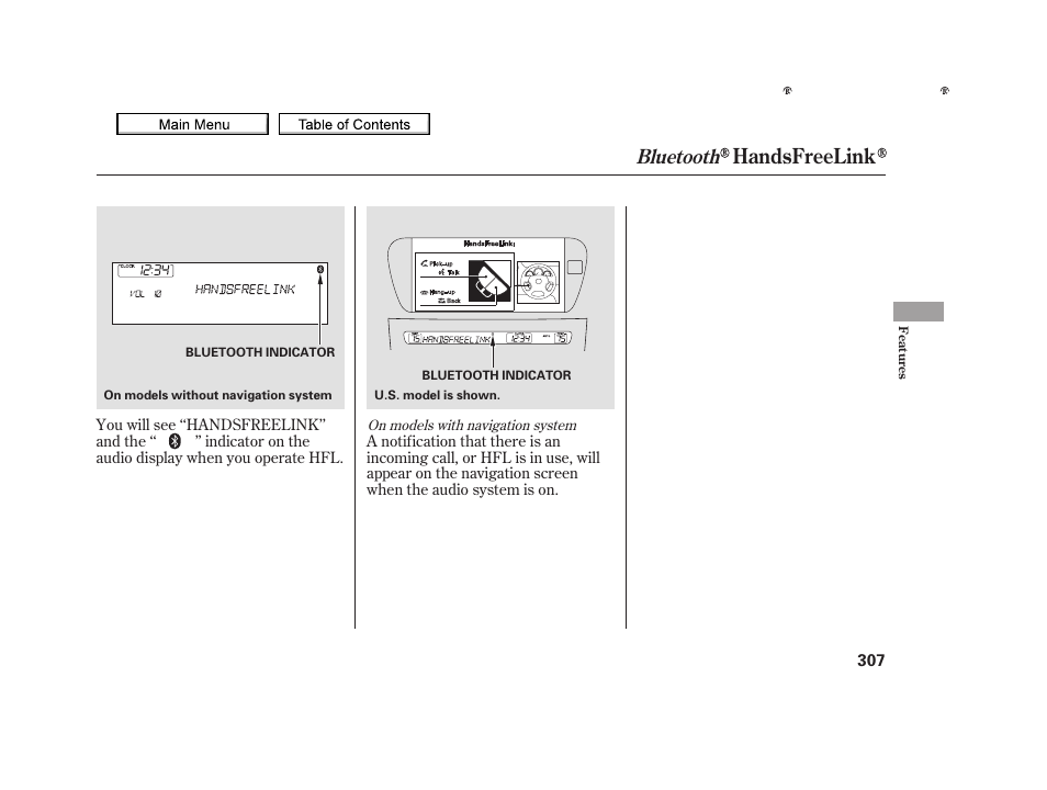 Handsfreelink, Bluetooth, 2010 tsx | Acura 2010 TSX User Manual | Page 310 / 524