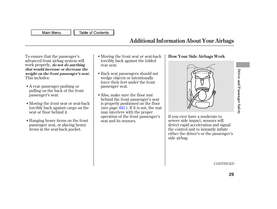 Additional information about your airbags, 2010 tsx | Acura 2010 TSX User Manual | Page 32 / 524