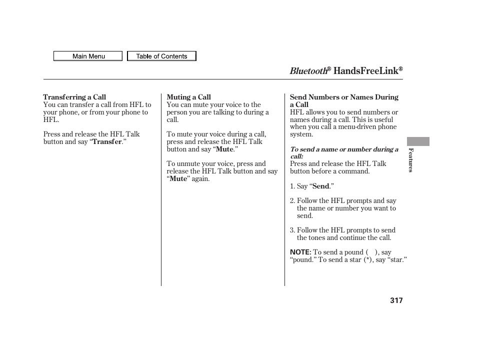 Handsfreelink, Bluetooth | Acura 2010 TSX User Manual | Page 320 / 524
