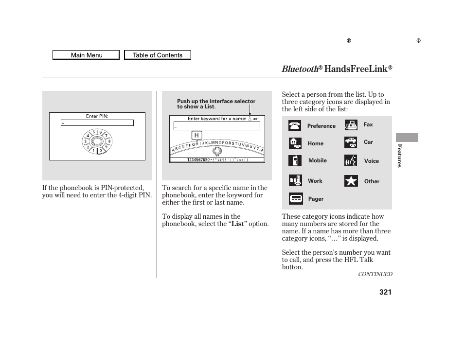 Handsfreelink, Bluetooth, 2010 tsx | Acura 2010 TSX User Manual | Page 324 / 524