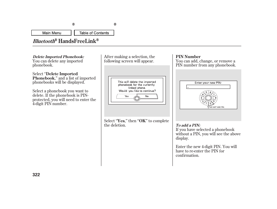 Handsfreelink, Bluetooth | Acura 2010 TSX User Manual | Page 325 / 524