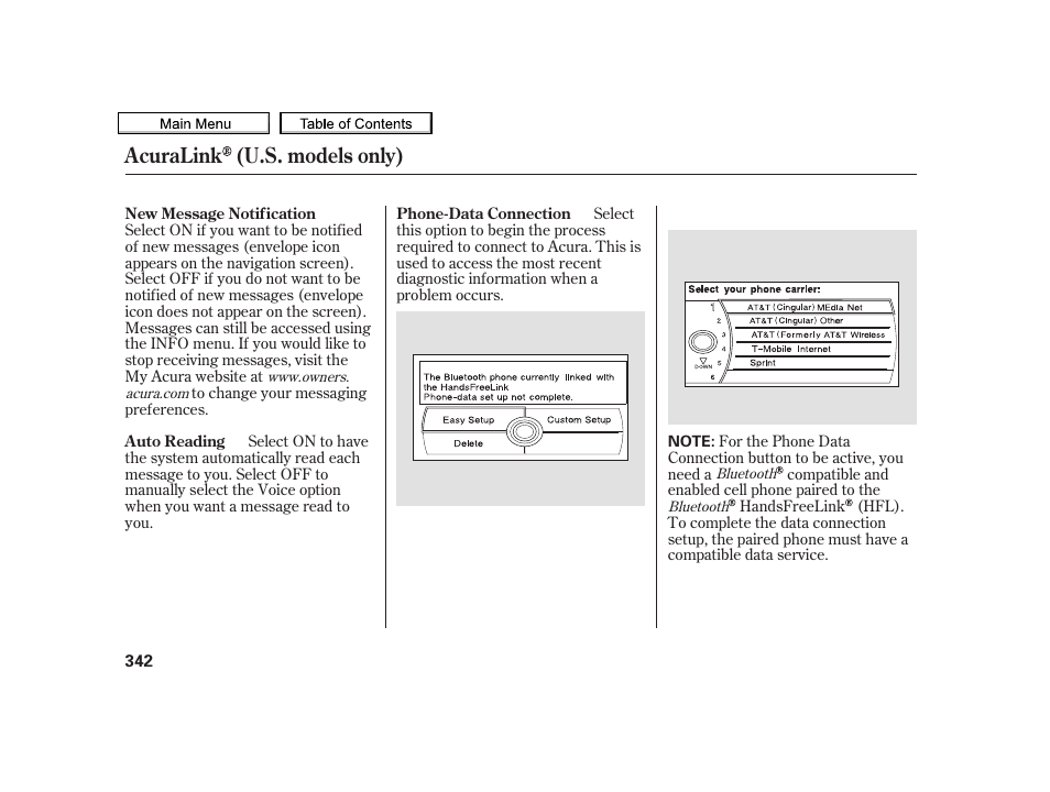 Acuralink (u.s. models only) | Acura 2010 TSX User Manual | Page 345 / 524