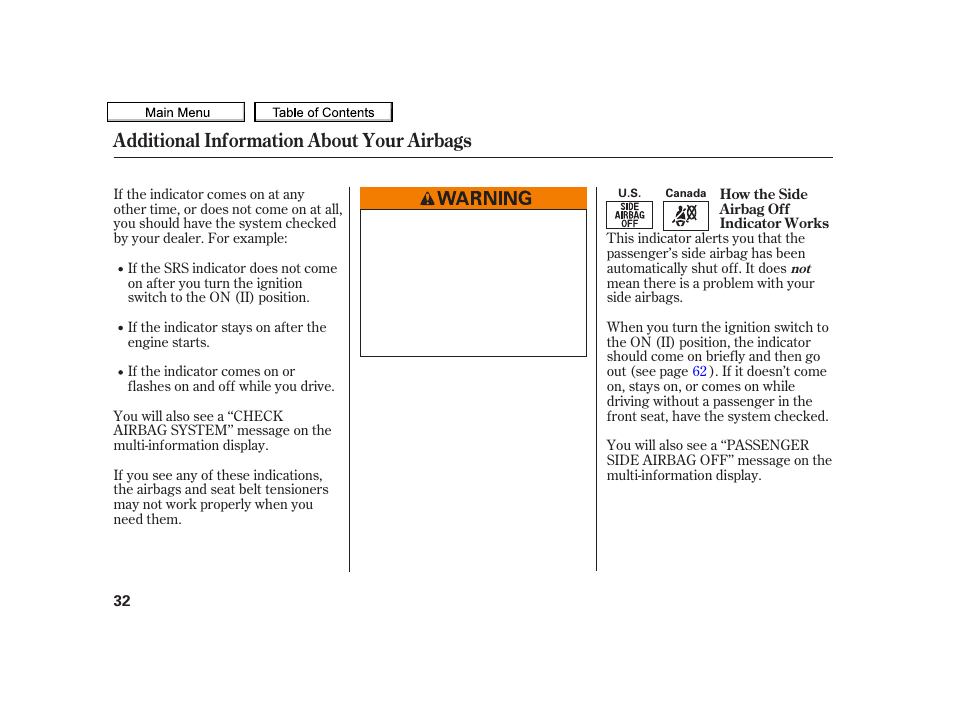 Additional information about your airbags | Acura 2010 TSX User Manual | Page 35 / 524