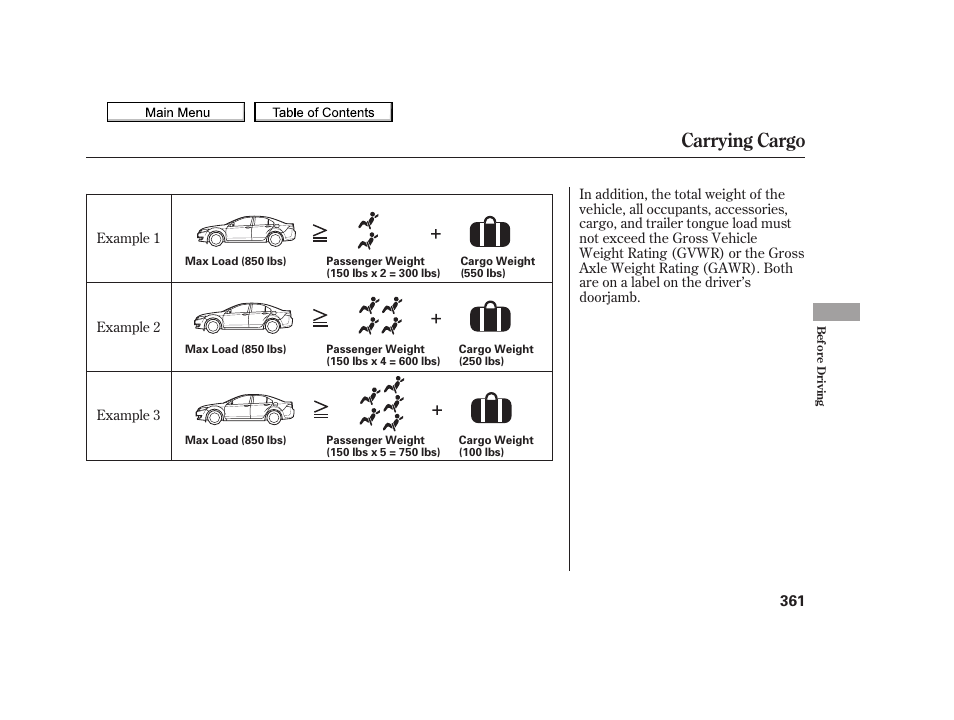 Carrying cargo, 2010 tsx | Acura 2010 TSX User Manual | Page 364 / 524