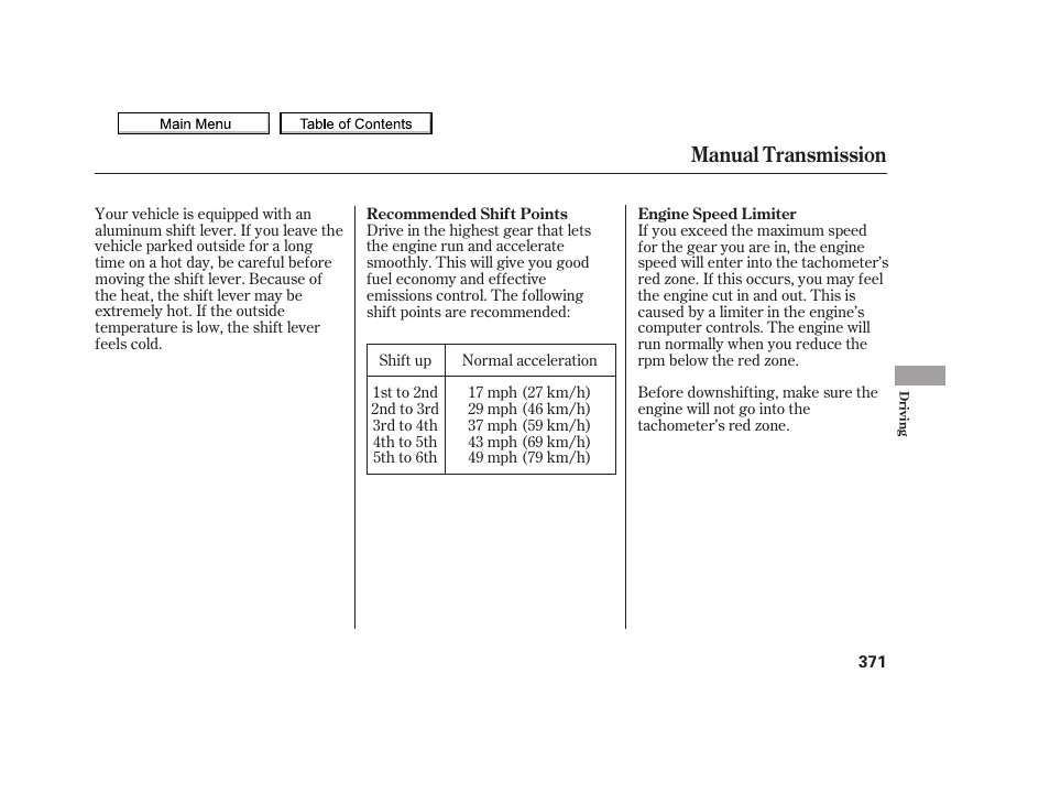 Manual transmission | Acura 2010 TSX User Manual | Page 374 / 524