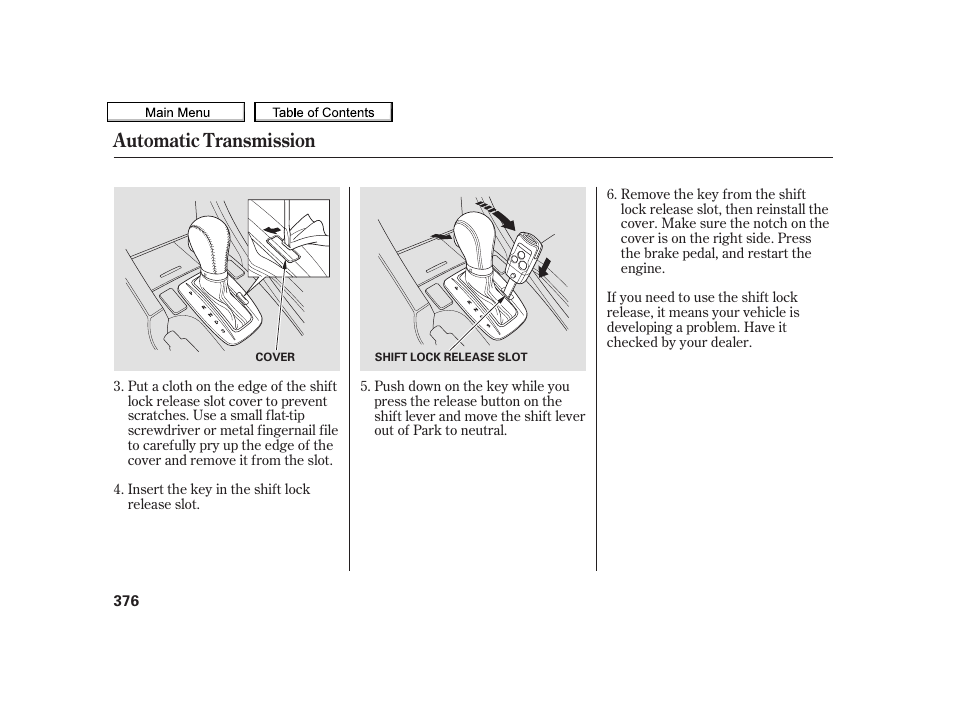 Automatic transmission | Acura 2010 TSX User Manual | Page 379 / 524