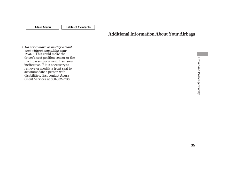 Additional information about your airbags, 2010 tsx | Acura 2010 TSX User Manual | Page 38 / 524