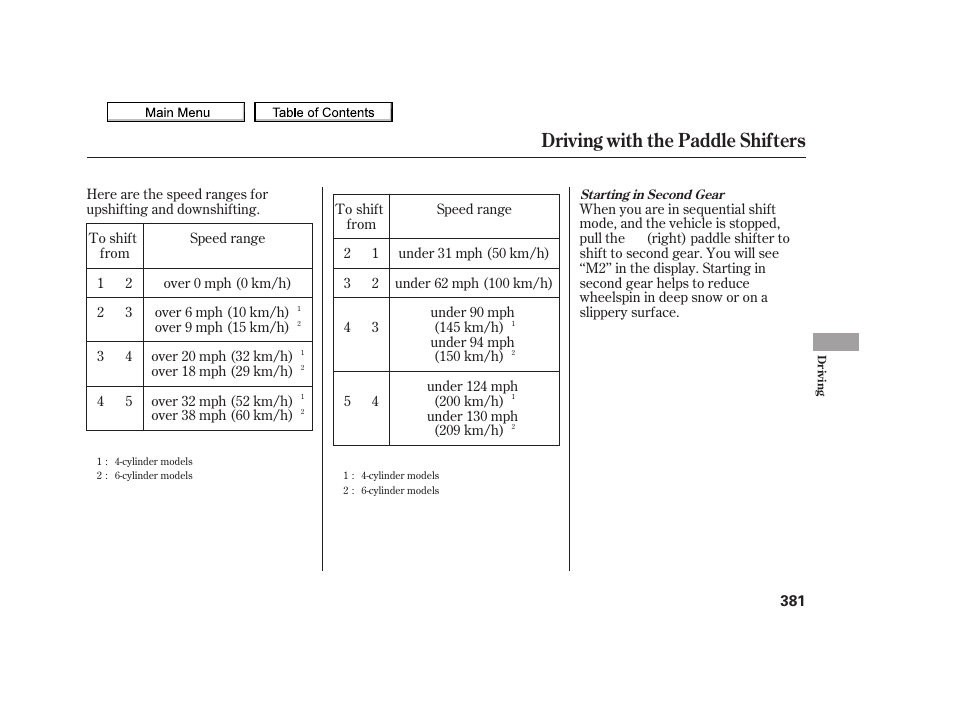 Driving with the paddle shifters, 2010 tsx | Acura 2010 TSX User Manual | Page 384 / 524