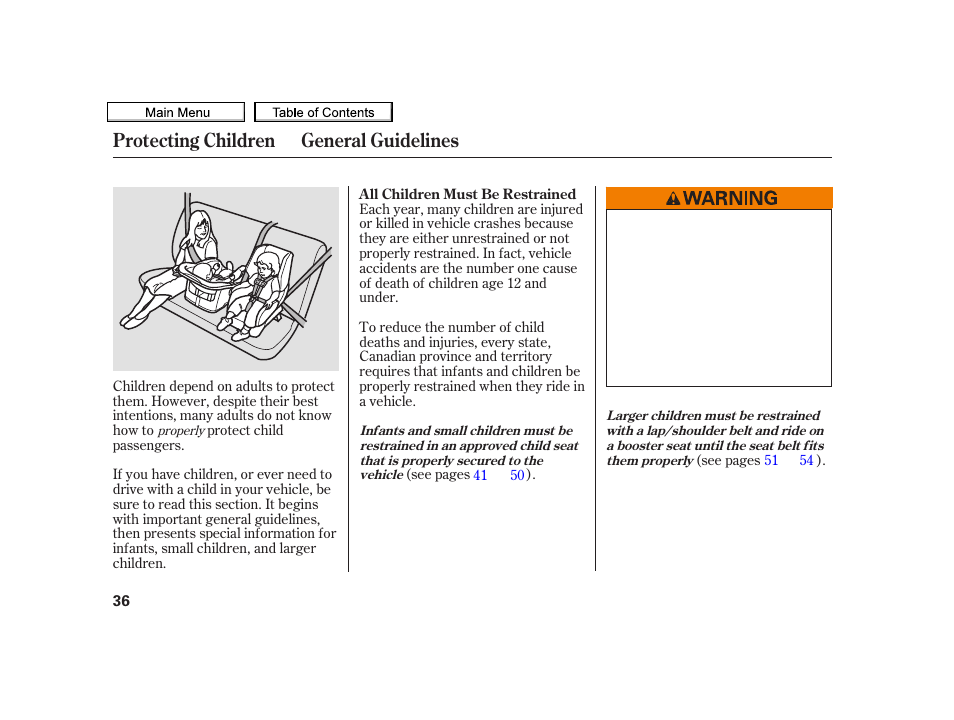 Protecting children general guidelines | Acura 2010 TSX User Manual | Page 39 / 524