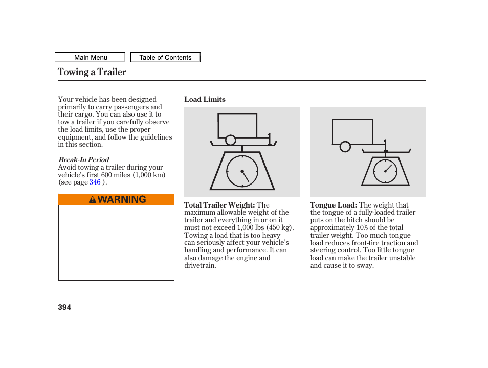 Towing a trailer | Acura 2010 TSX User Manual | Page 397 / 524