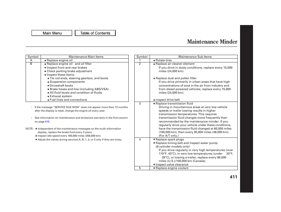 Maintenance minder, 2010 tsx | Acura 2010 TSX User Manual | Page 414 / 524