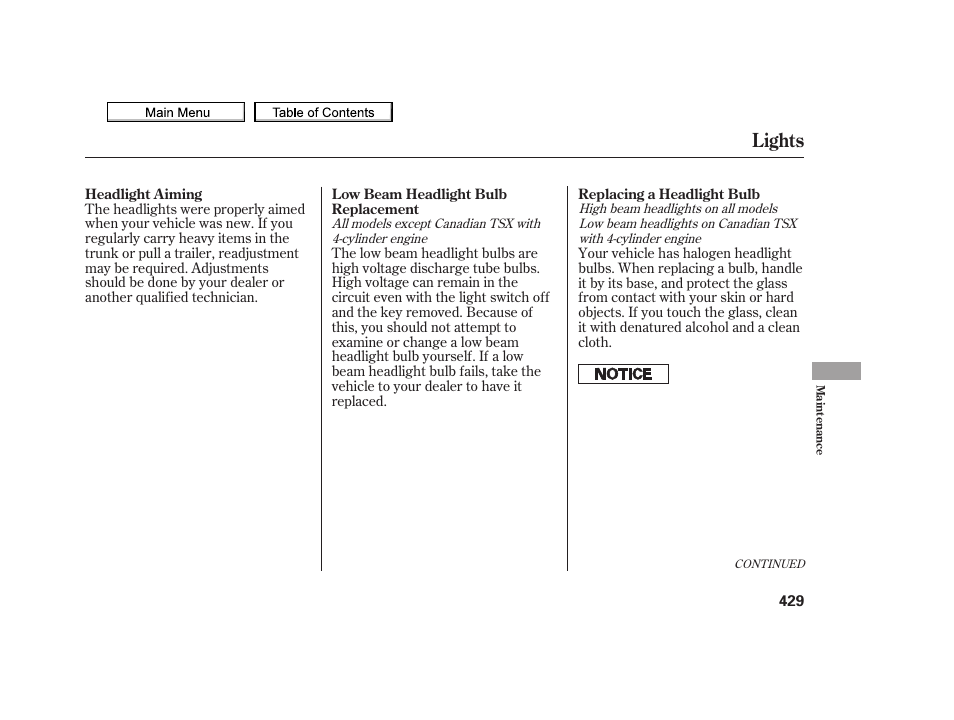 Lights | Acura 2010 TSX User Manual | Page 432 / 524