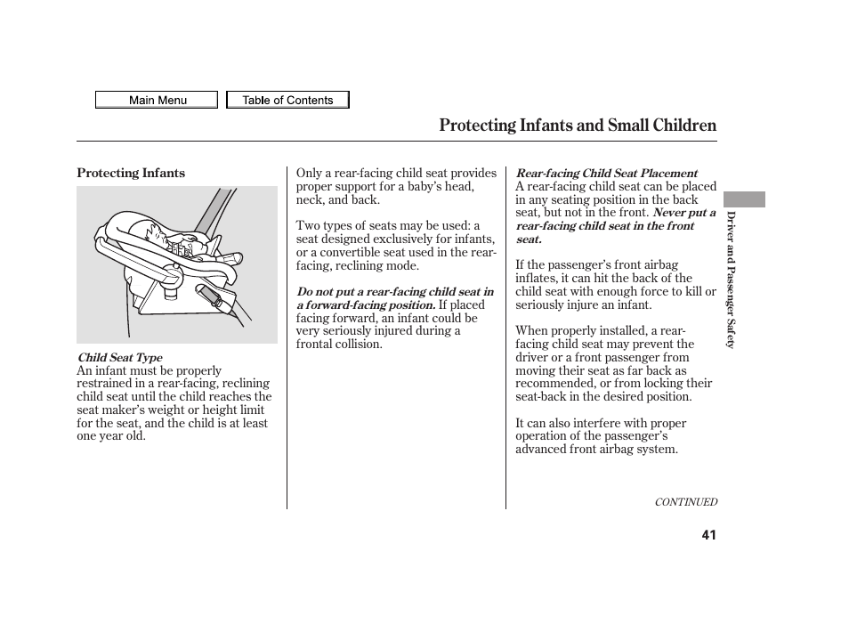 Protecting infants and small children, 2010 tsx | Acura 2010 TSX User Manual | Page 44 / 524