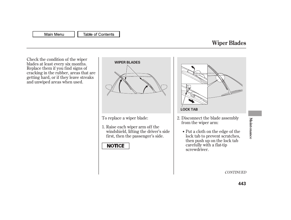 Wiper blades, 2010 tsx | Acura 2010 TSX User Manual | Page 446 / 524