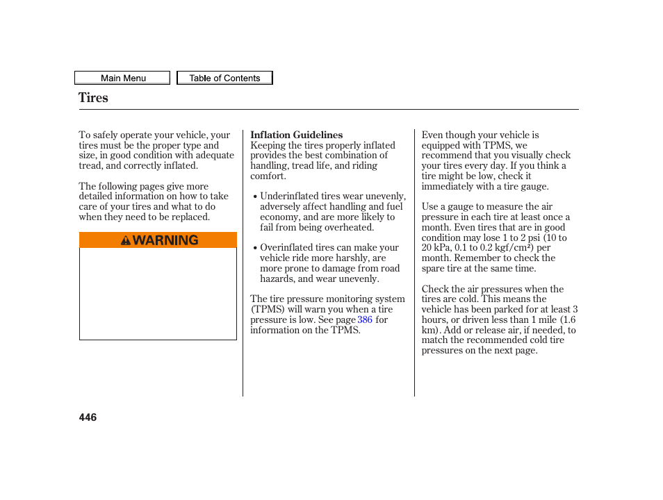 Tires | Acura 2010 TSX User Manual | Page 449 / 524