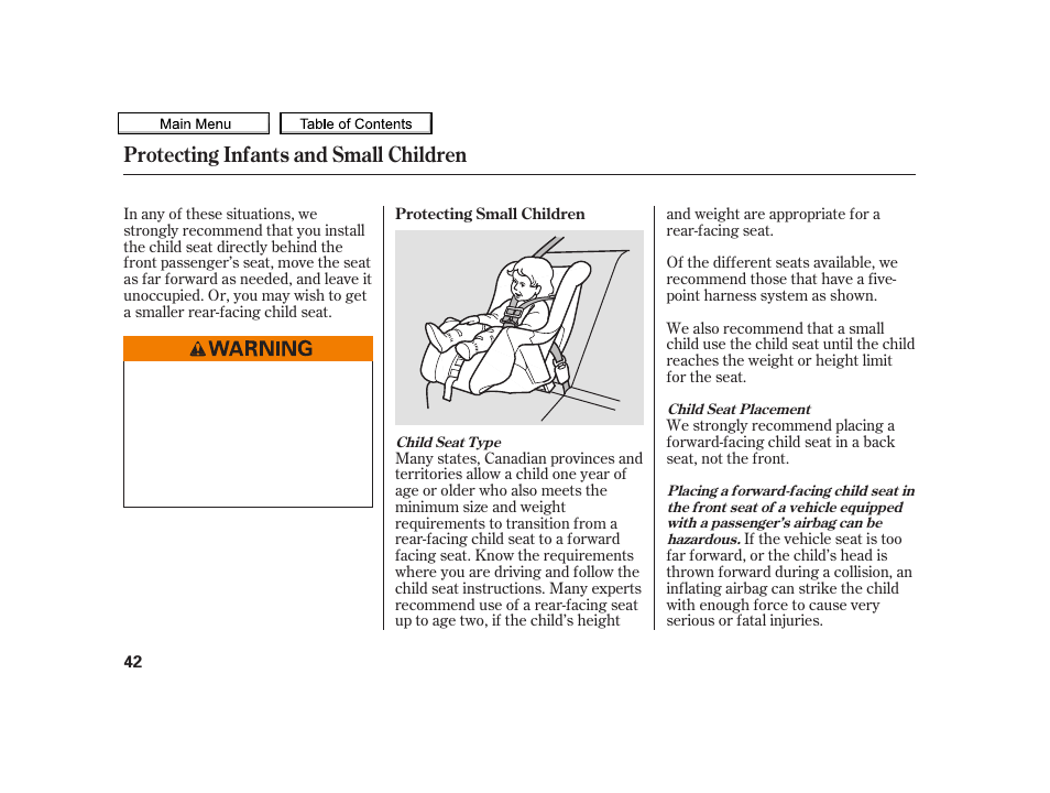 Protecting infants and small children | Acura 2010 TSX User Manual | Page 45 / 524