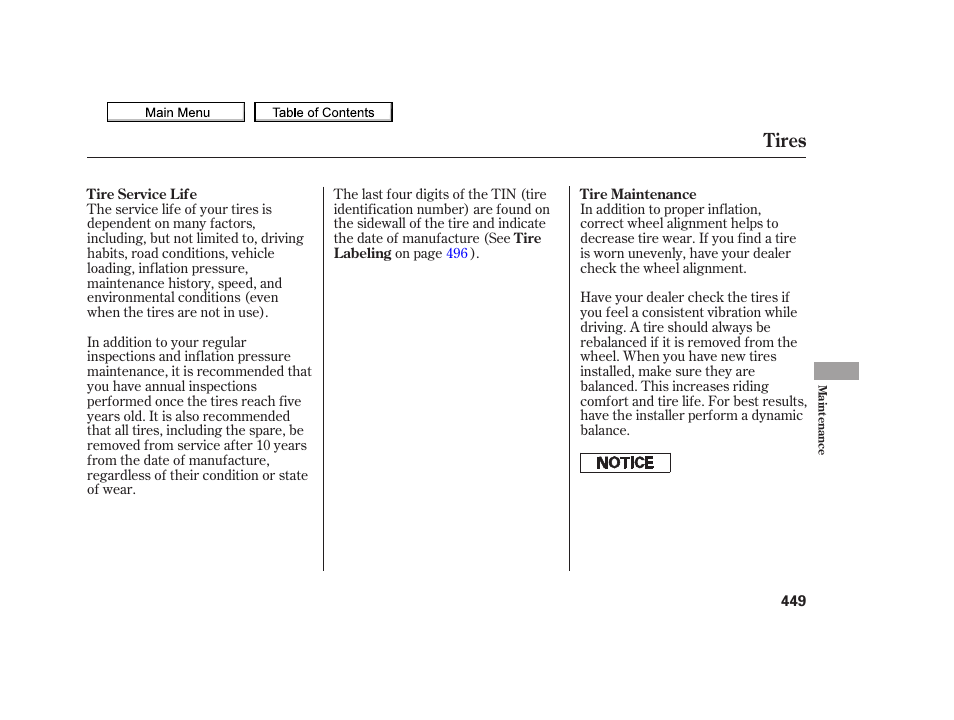 Tires | Acura 2010 TSX User Manual | Page 452 / 524