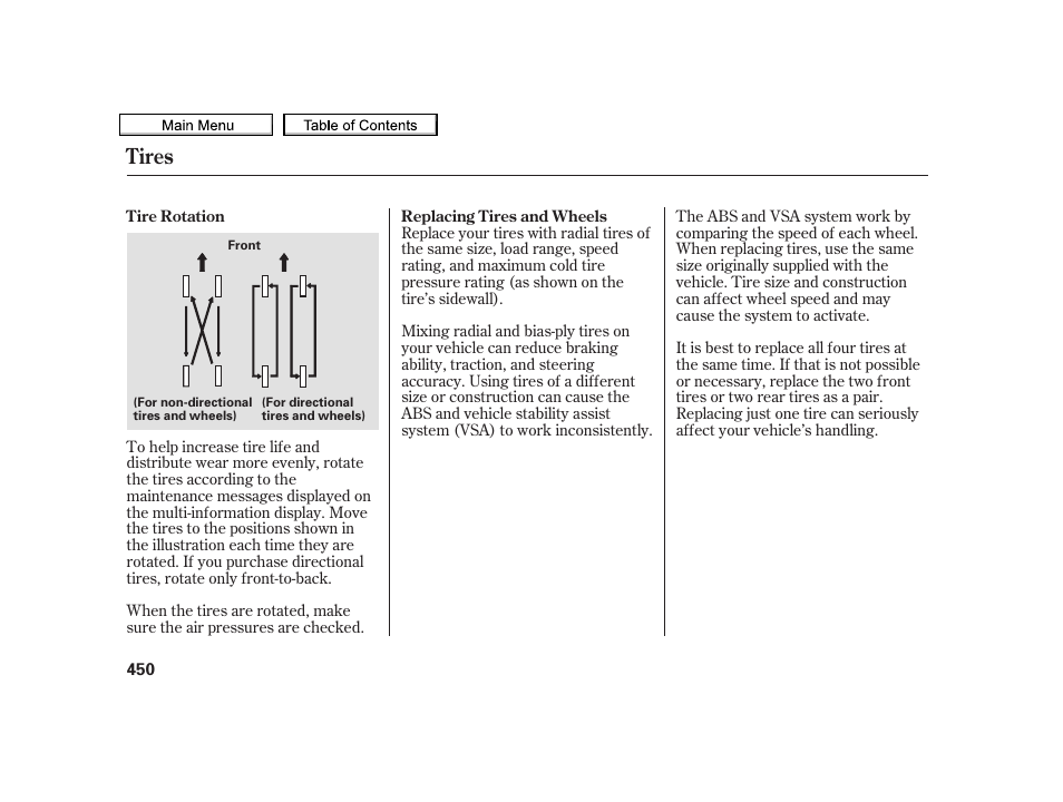 Tires | Acura 2010 TSX User Manual | Page 453 / 524