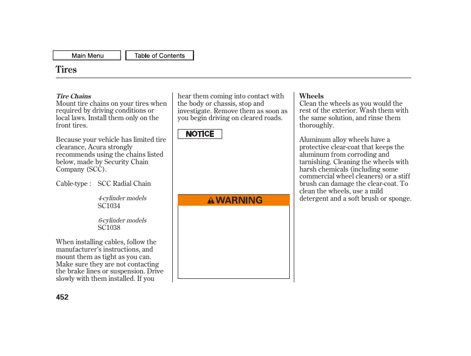 Tires | Acura 2010 TSX User Manual | Page 455 / 524