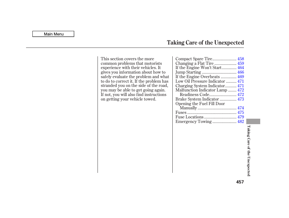 Taking care of the unexpected | Acura 2010 TSX User Manual | Page 460 / 524