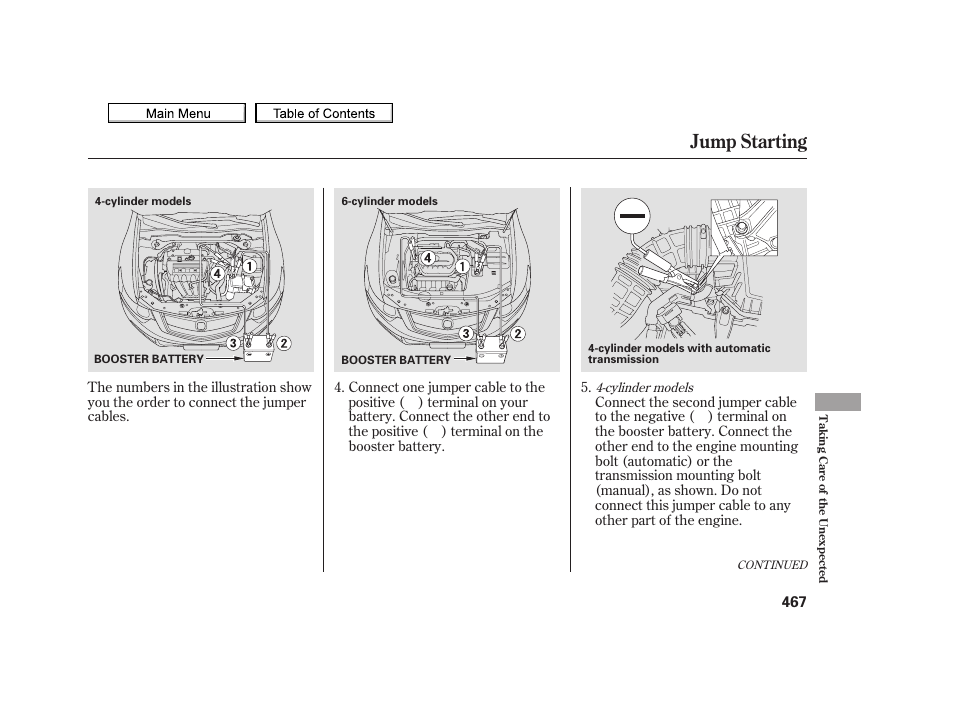 Jump starting, 2010 tsx | Acura 2010 TSX User Manual | Page 470 / 524