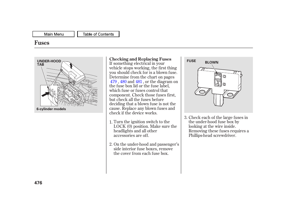 Fuses | Acura 2010 TSX User Manual | Page 479 / 524